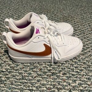 Nike Court Borough Sneakers in Copper, White and Purple.